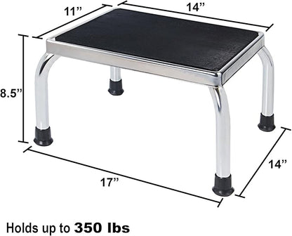 Vaunn Medical Foot Step Stool 350lbs Heavy-Duty Welded Steel Legs, Fully Welded Single Construction Frame, Anti-Skid Rubber Platform