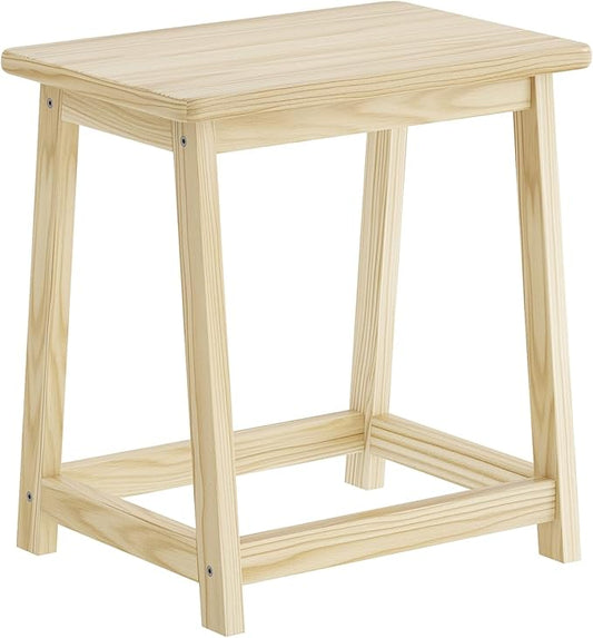 Wood end Table, Small Bench Seat, Wood Bathroom Vanity Bench, Plant Stand, Shoe Changing Handmade Stool for Kids or Adults (Natural-Large)