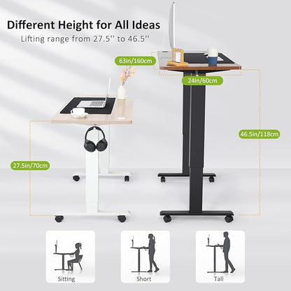 farexon 63 x 24 Inch Electric Standing Desk Adjustable Height, Sit-Stand Desk with Oversized Mouse Pad, Four Preset Heights, 27''-46'' Lifting Range Stand up Desk（Brown）