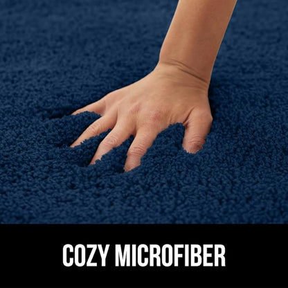 GORILLA GRIP Bathroom Rugs, 60x24, Ultra Soft Absorbent Mat, Thick Plush Bath Rug, Machine Washable, Microfiber Quick Dry, Mats for Shower, Bathtub and Floor, Home Decor Accessories, Navy Blue
