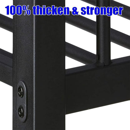 Stronger & Higher Quality Heavy Duty Steel Bunk Bed Queen Over Queen Size Bunkbed, Thickened Safer More Stable Metal Queen Bunk Bed Frame (Faster Assembly) (Queen Over Queen-1)