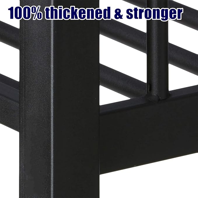 Latest Upgrade & Stronger Steel Full XL Over Queen Bunk Bed, Heavy Duty Thickened More Rust-Proof Metal Bunk Queen Bed with Enhanced Legs & Slats (Easier Assembly) (Full XL Over Queen)