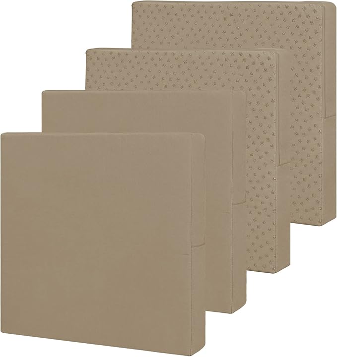 Easy-Going Waterproof Patio Cushion Covers 27x25x5 inch 4 Pack Replacement Non-Slip Outdoor Seat Cushion Slipcover with Zipper. Camel
