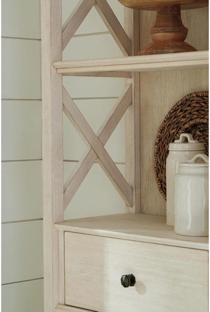 Signature Design by Ashley Bolanburg Cottage Chic Display Cabinet or Bookcase, Antique White