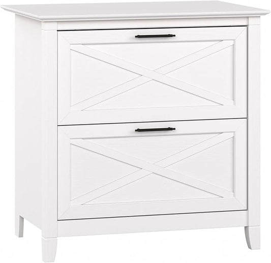 Bush Furniture Key West 2 Drawer Lateral File Cabinet in Pure White Oak, Document Storage for Home Office, Accent Chest with Drawers