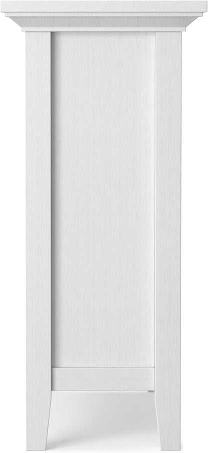 SIMPLIHOME Redmond SOLID WOOD 32 inch Wide Transitional Low Storage Cabinet in White for the Living Room, Entryway and Family Room