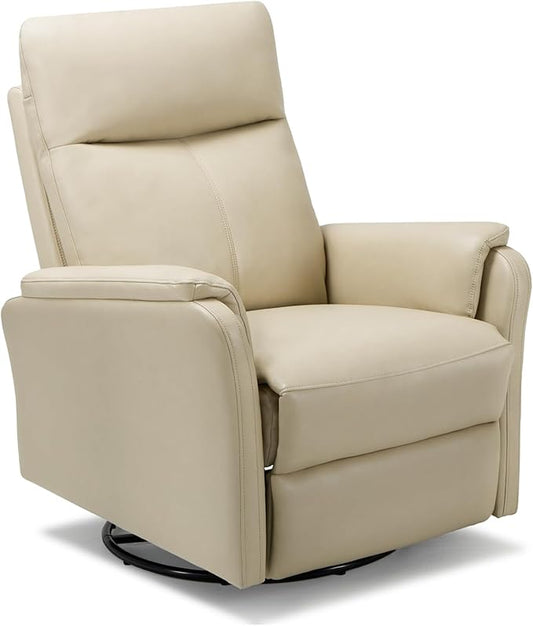 COLAMY Faux Leather Swivel Recliner Chair with Footrest, High Back with Double-Layer Cushion, Glider Recliner for Nursery & Living Room, Bedroom, Mist