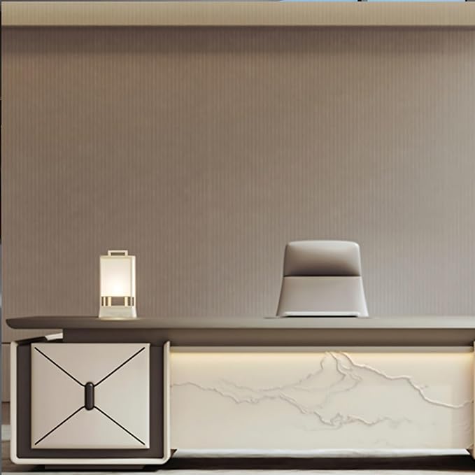 86IN L-Shaped Executive Desk with Drawer Cabinet, Executive Office Desk with LED Strip & Exquisite Handle & Fashionable Pattern Design