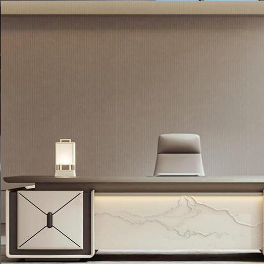 70IN L-Shaped Executive Desk with Drawer Cabinet, Executive Office Desk with LED Strip & Exquisite Handle & Fashionable Pattern Design