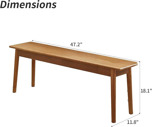 Outdoor indoor Log color wood Bench, 47" Patio Garden,balcony,restaurant,canteen,refectory,entryway,farmhouse,dining room,bedroom Wooden Bench,solid Wood benches for dining table,2 Person seat bench