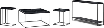 SIMPLIHOME Garner 47 inch Wide Industrial Tray Top Console Table in Black for the Living room Entryway and Bedroom