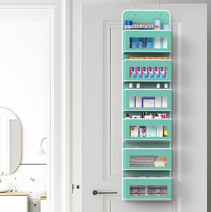 Simple Houseware 6 Clear Window Pocket Over Closet Door Storage Hanging Organizer for Bedroom, Bathroom, Pantry, Turquoise