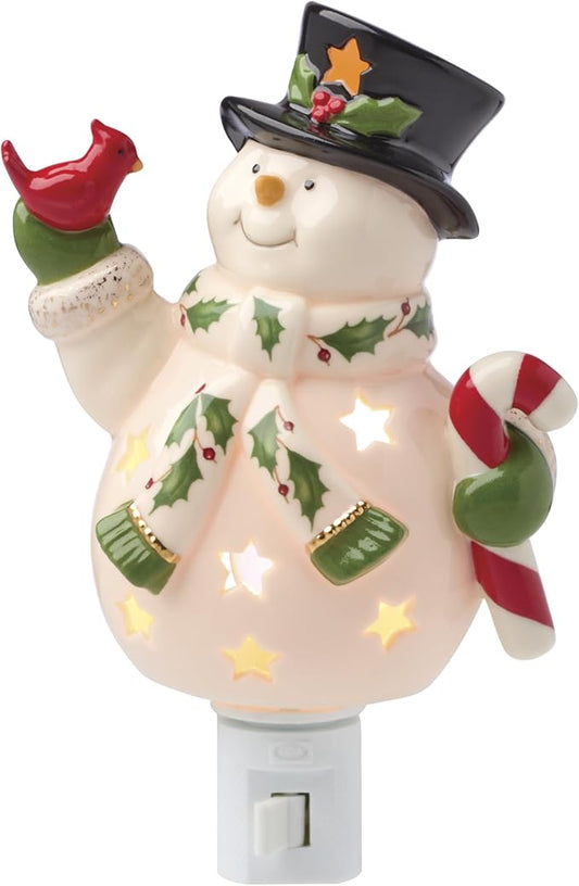 Lenox 897958 Happy Holly Days Snowman Night Light, Christmas Decorations, Decor