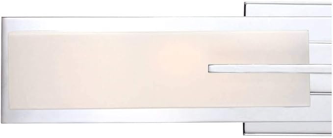 Possini Euro Design Midtown Mid Century Modern Wall Mount Light Chrome Silver Metal 23 1/2" Wide 2-Light Vanity Fixture Rectangular White Glass Shades Decor for Bathroom Over Mirror House Home