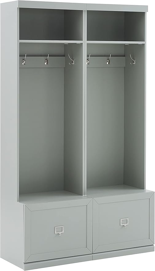 Crosley Furniture Harper 2-Piece Hall Tree Entryway Set with Storage Bench and Coat Rack Hooks for Hanging, Gray