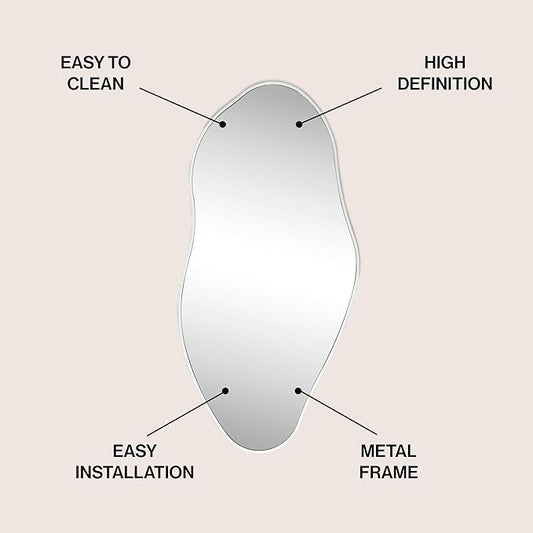 JONATHAN Y MIR200A Everly 20 in. W x 42 in. H Large Irregular Framed Decorative Wall Mirror, for Bathroom, Living Room, Bedroom, White
