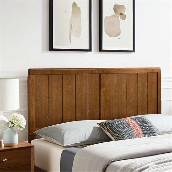 Pemberly Row Queen Modern Rubberwood and MDF Headboard in Walnut