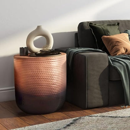 SIMPLIHOME Nova Boho 19 Inch Wide Metal Side Table in Copper Ombre, Fully Assembled, For the Living Room and Bedroom