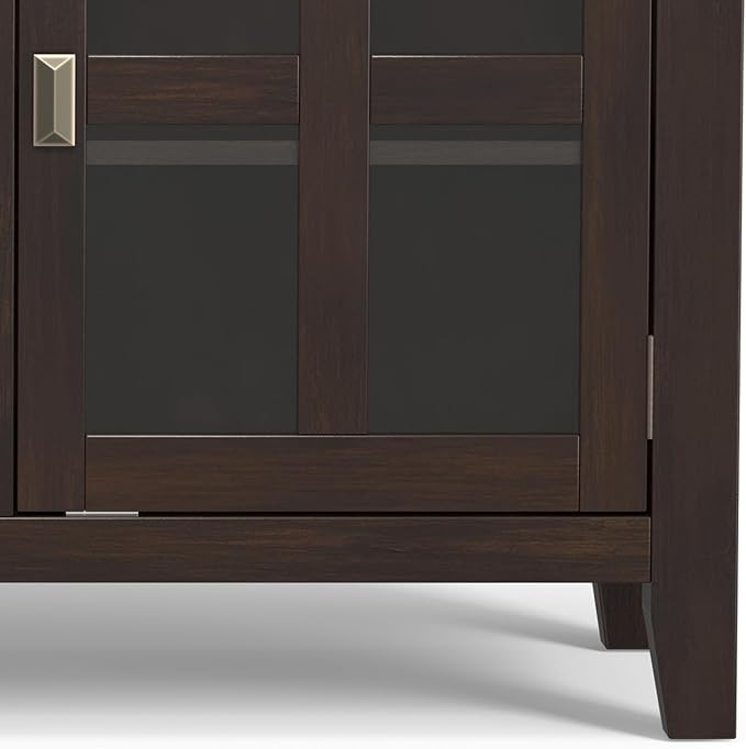 SIMPLIHOME Artisan Buffet - 54 inch Wide Solid Wood 3-Door Sideboard Buffet in Dark Chestnut Brown, Transitional Storage Cabinet for Dining Room or Kitchen with Adjustable Shelves and Bronze Hardware