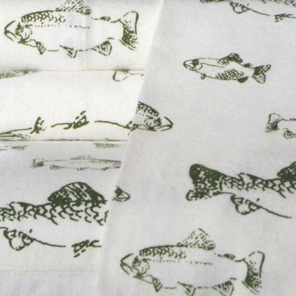 Eddie Bauer - King Sheets, Cotton Flannel Bedding Set, Brushed For Extra Softness, Cozy Home Decor (School of Fish, King)
