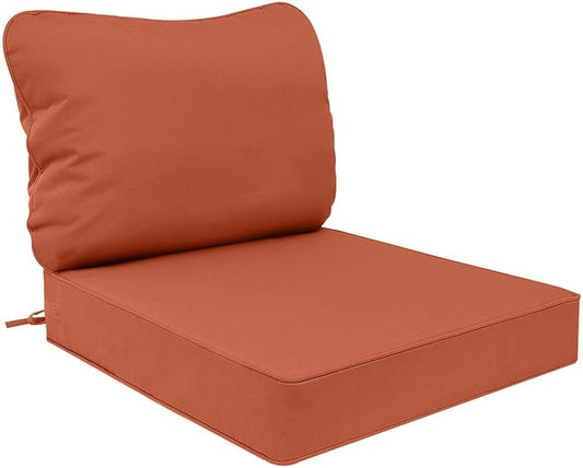 AAAAAcessories Outdoor Deep Seat Cushions, Waterproof, Fade-Resistant Patio Furniture Replacement Cushions, 23.5" x 25.5" x 5" + 23.5" x 19", Rust
