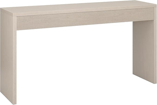 Henn&Hart 55'' Wooden Rectangular Fluted Console Table Entryway Table, Sofa Table for Entryway, Living Room, Couch, Hallway, or Office, Alder White