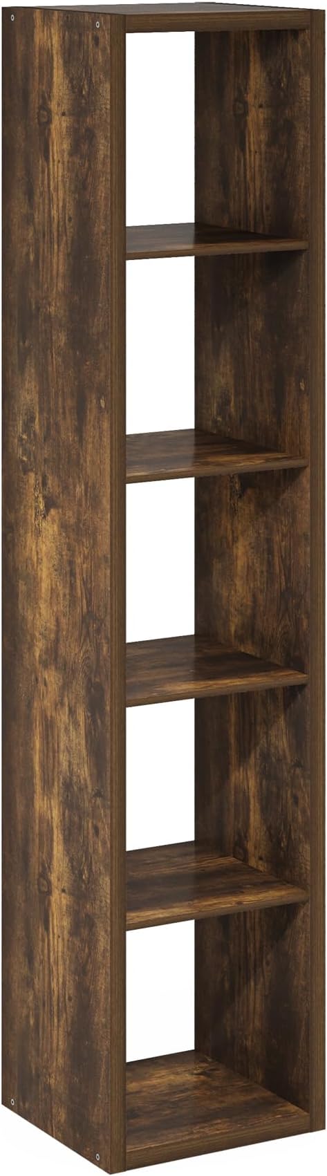 Furinno Cubicle Book Shelf, 5-Cube Vertical Thick Frame Bookshelf, Horizontally & Vertically Reversible Bookcase with Open Back, 14.6 x 15.9 x 72, for Living Room, Bedroom, Home Office, Amber Pine