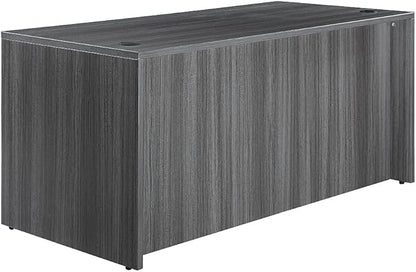 NBF at Work Double Pedestal Executive Office Desk - 72" W Durable Laminate Computer Desk with Two Drawers - Office Desk with Storage and File Cabinet - Brown Finish Work Desk for Home (Brown)