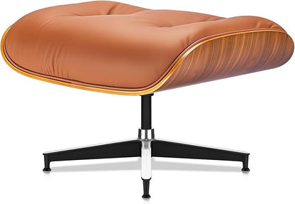 Top Grain Leather, Mid Century Chaise Lounge Chair and Ottoman, Modern Chair Classic Design, Heavy Duty Base Support for Living Room Study Lounge Office, Palisander-Brown