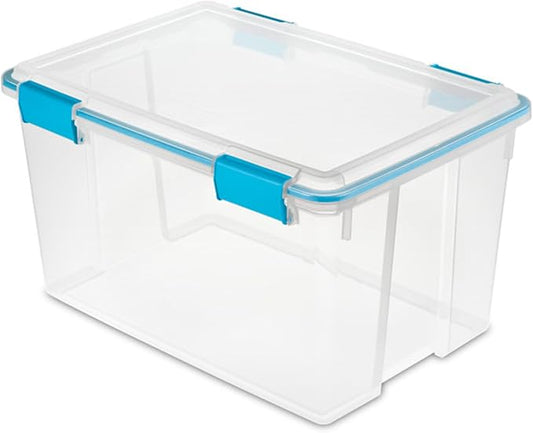 Sterilite 16-Pack Gasket Box, Weather-Resistant Storage Bins with Latching Lids, 54 Quart - Heavy-Duty Organizing Containers for Closet, Bathroom, and Office