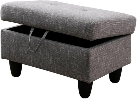 Ottoman Storage Ottoman Bench Linen Footrest Footstool with Hinged Lid for Living Room, Bedroom, Entryway, Grey-2, 28.5"X19"X17.5"