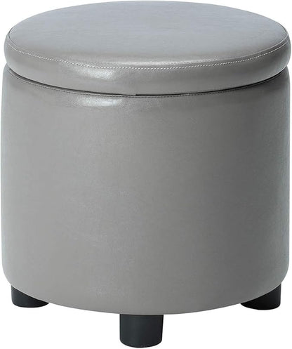 Designs4Comfort Round Accent Storage Ottoman with Reversible Tray Lid