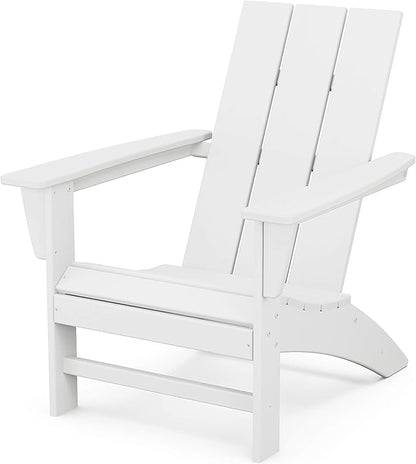 POLYWOOD AD420WH Modern Adirondack Chair, White, Durable High Density Polyethylene Construction, Easy Assembly, Waterproof, Comfortable Contoured Seat