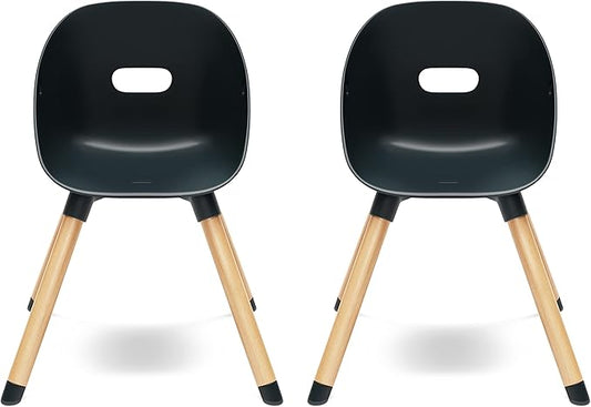 Lalo The Play Chair - Wooden & Non-Toxic Plastic Kids & Toddler Chair - Sturdy Bucket Seat, Easy to Clean, Up to 200 lb. Weight Capacity, Set of 2 - Licorice