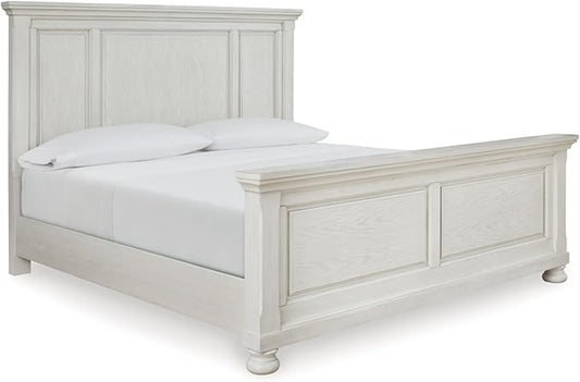 Signature Design by Ashley Robbinsdale Casual California King Panel Bed, Foundation or Box Spring Needed, White