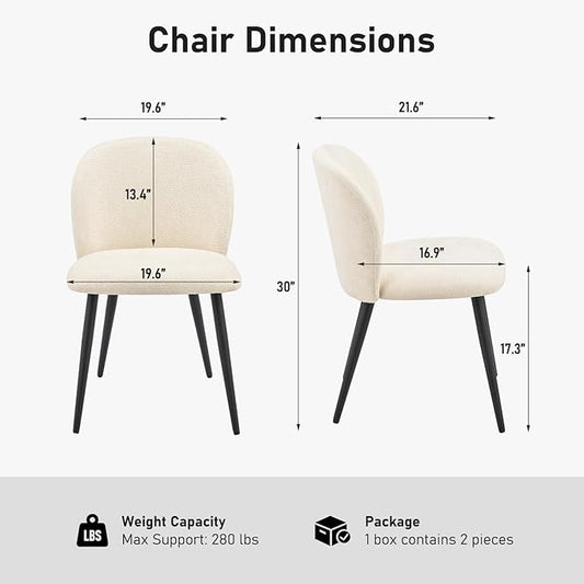 Upholstered Dining Chairs Set of 4, Modern Kitchen Side Chair with Padded Seat Comfortable Chenille Fabric Study Black Matel Legs,Desk Chair with Back for Dining Rooms, Beige