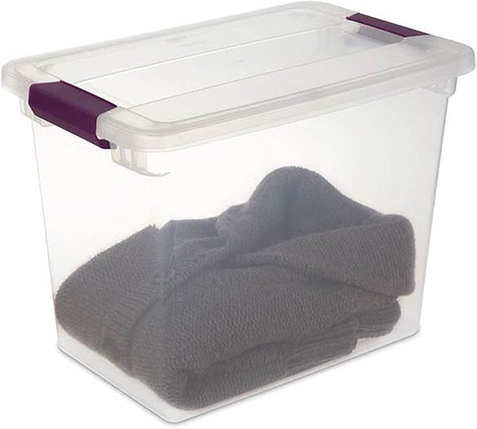 Sterilite 27 Quart Clear Latch Lid Storage Container Tote, 6 Pack, and 15 Quart Clear Latch Lid Storage Container Tote, 12 Pack for Home Organization