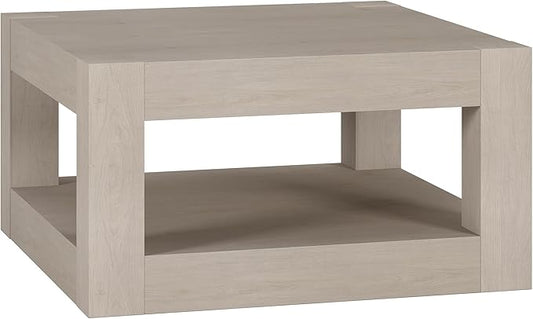 Henn&Hart 32" Wide Square Coffee Table in Beech White, for Home, Living Room, Bedroom, Entertainment Room, Office