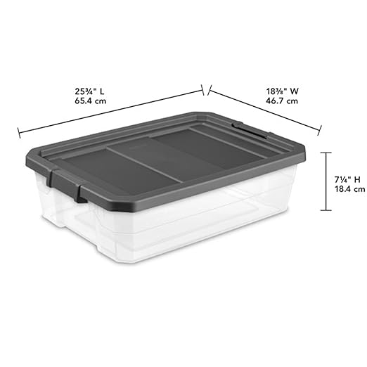 Sterilite 24-Pack Modular Stacker Box, Durable Clear Plastic Storage Bins with Latching Lids, 40 Quart - Stackable Organizing Container Boxes for Closet, Bathroom, and Office