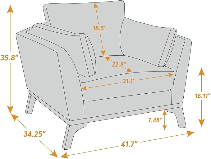 VANOMi Large-Sized Accent Chair, Thick Cushion Bedroom Reading Chair, Comfortable Living Room Single Sofa， Boucle Camel