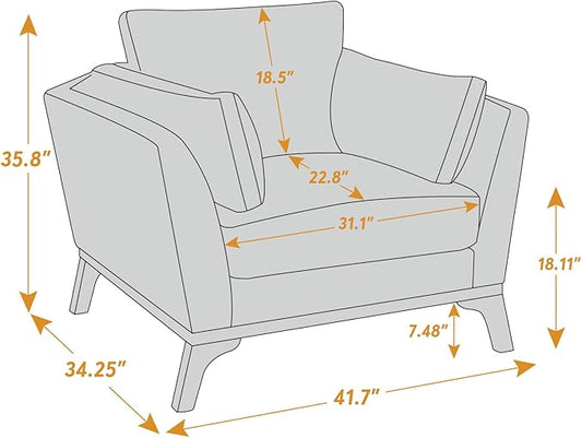 VANOMi Large-Sized Accent Chair, Thick Cushion Bedroom Reading Chair, Comfortable Living Room Single Sofa， Boucle Camel