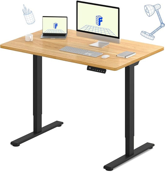 FLEXISPOT E3 Dual Motor Electric Standing Desk 48 x 24 Sit Stand Up Desk, Holds 220 lbs, Adjustable Height w/ Memory Presets, One-Piece Maple Desktop & Black Frame, Ships in 2 Boxes