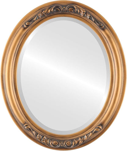 OVALCREST Oval Beveled Wall Mirror for Home Decor - Florence Style - Sunset Gold - 34" x 28"