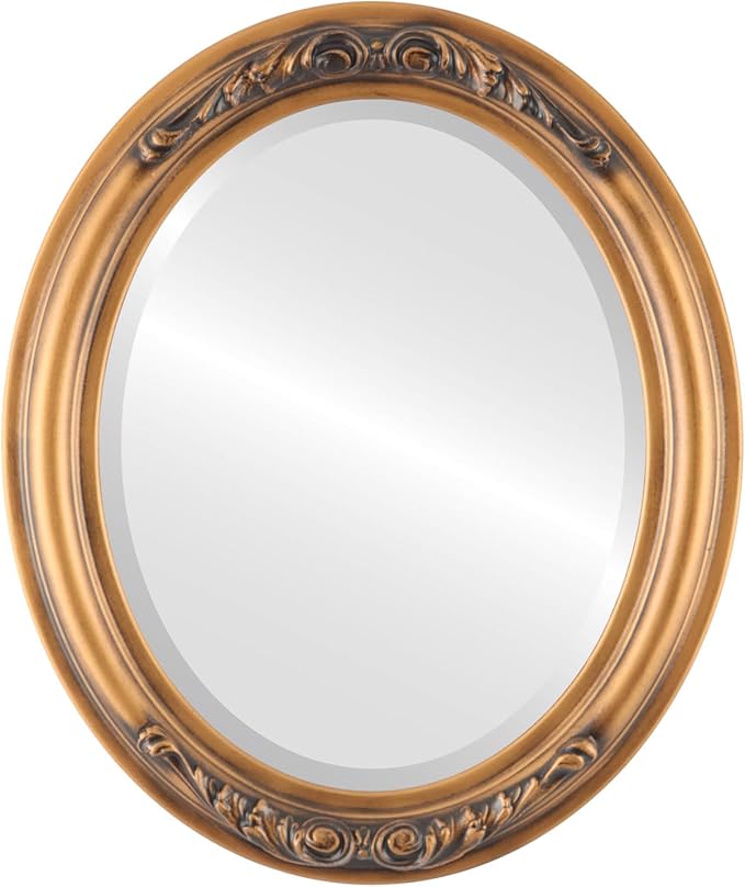 OVALCREST Oval Beveled Wall Mirror for Home Decor - Florence Style - Sunset Gold - 40" x 28"