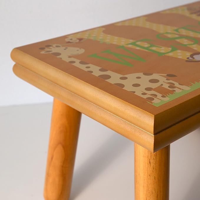 Let’s Make Memories Personalized My Own Name Step Stool - Children’s Step Stool - Sturdy Wood – Non-Toxic Paint, Sealer - Turtle Design - Espresso - 14’Wx9.25”Lx8.75”H - Ages 3+