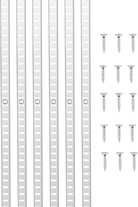 VEVOR Shelf Pilaster, 36.3-inch 8 Pack, Adjustable Shelf Brackets Steel Mortise Mount Pilaster Strip Standards with 32 Screws, Suitable for Wall Shelving System Cabinet Closet Organization