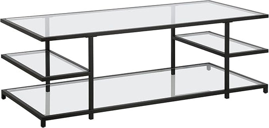Henn&Hart 54" Wide Rectangular Coffee Table in Blackened Bronze, for Home, Living Room, Bedroom, Entertainment Room, Office