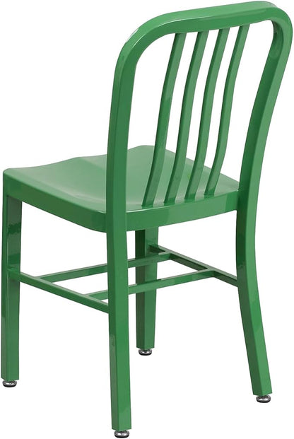 Flash Furniture Commercial Grade Green Metal Indoor-Outdoor Chair