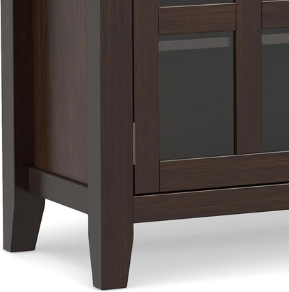 SIMPLIHOME Artisan Buffet - 54 inch Wide Solid Wood 3-Door Sideboard Buffet in Dark Chestnut Brown, Transitional Storage Cabinet for Dining Room or Kitchen with Adjustable Shelves and Bronze Hardware