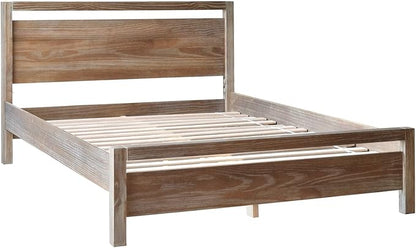 Grain Wood Furniture Loft Queen Size Solid Wood Bed, Weathered Pine